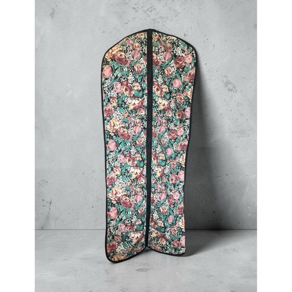 Vintage Floral Garment Bag Taiwan 48x19.5 Zippered Dress Clothes Travel Storage